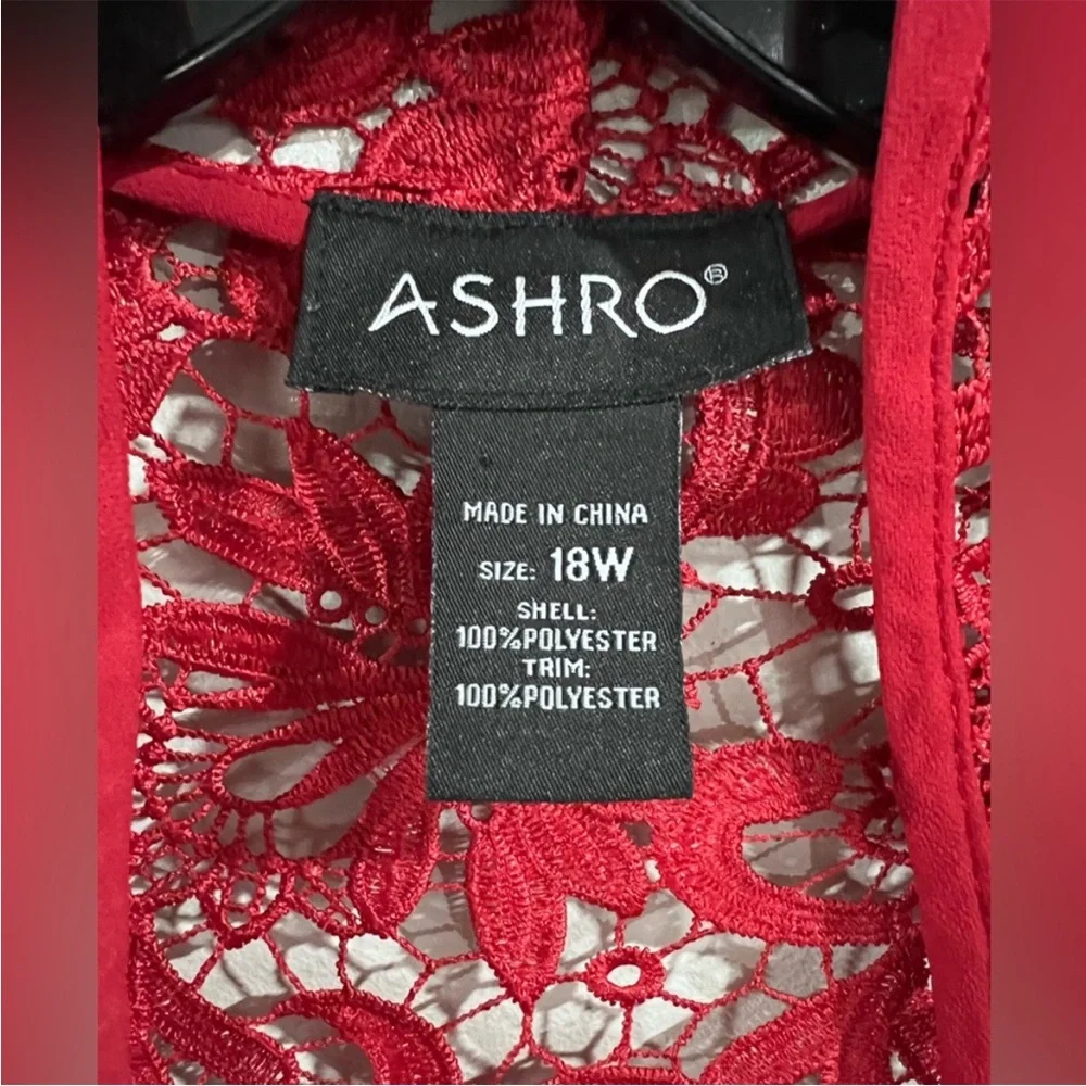 ASHRO red lace cadigan 1X 2X 3X - Picture 3 of 8